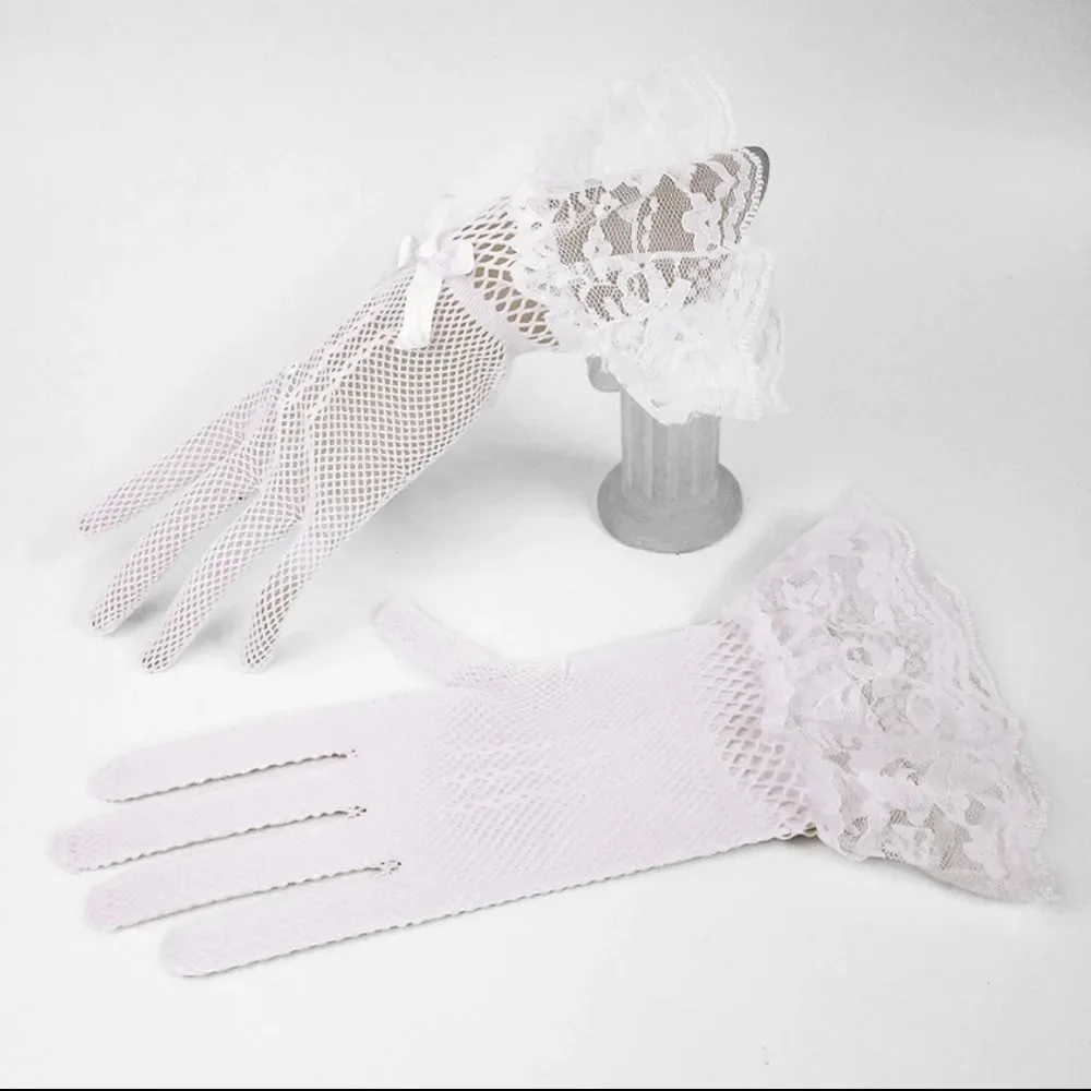 Elegant White Lace Gloves Women Lace Gloves for Wedding Elegant Short Wrist Glov